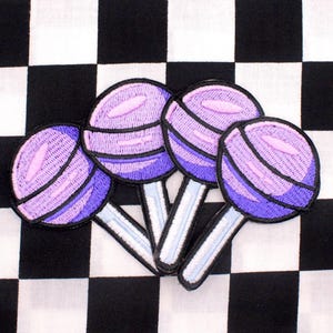 Set of 2 - Puple Lollipop Patches | Embroidery Patch | Iron-On | Candy Patch