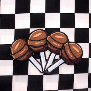 Set of 2 - Brown Lollipop Patches | Embroidery Patch | Iron-On | Candy Patch