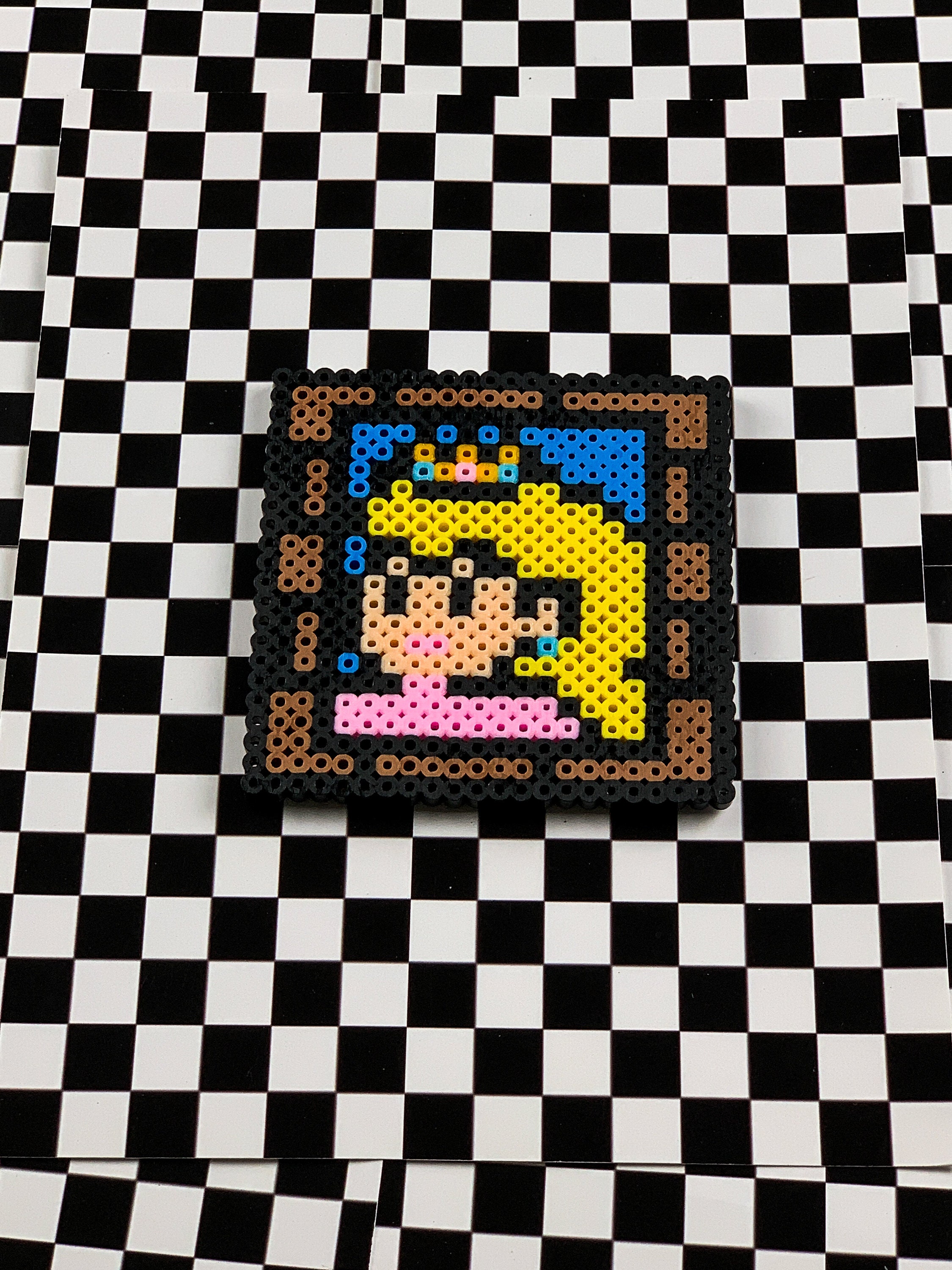 Princess Peach Perler Bead Art Perler Bead Coaster Pixel Etsy UK