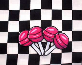 Set of 2 | Pink Lollipop Patch | Embroidery Patch | Iron On