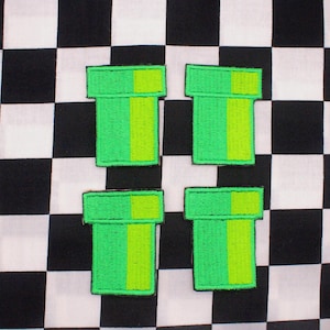 Set of 4 - Travel Pipe Mini Embroidery Patch | Iron-On | 2-Inch Embroidery Patch | Video Game Patch