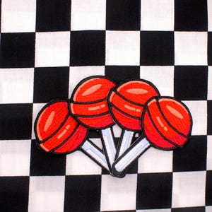 Set of 2 - Red Lollipop Patches | Embroidery Patch | Iron-On | Candy Patch