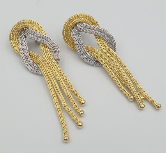 Sterling silver - gold plated mesh earrings "knot"