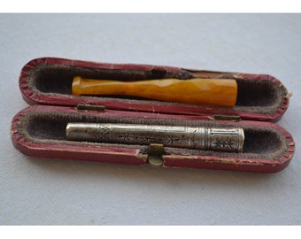 Vintage sterling silver and amber cigarette holders/ vintage cigarette holders/ vintage gifts/ collectible pipes