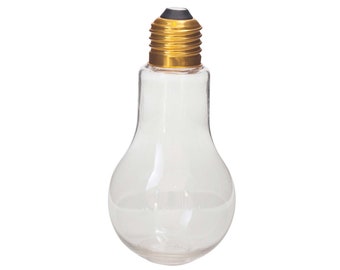 Fillable Light Bulb, Candy Container, Gold, Plastic, 100 ML, 1" W x 4.9" L, 24 Pk, 5.5 Oz, Clear, Twist Off Cap, Fake Lightbulb, Jar