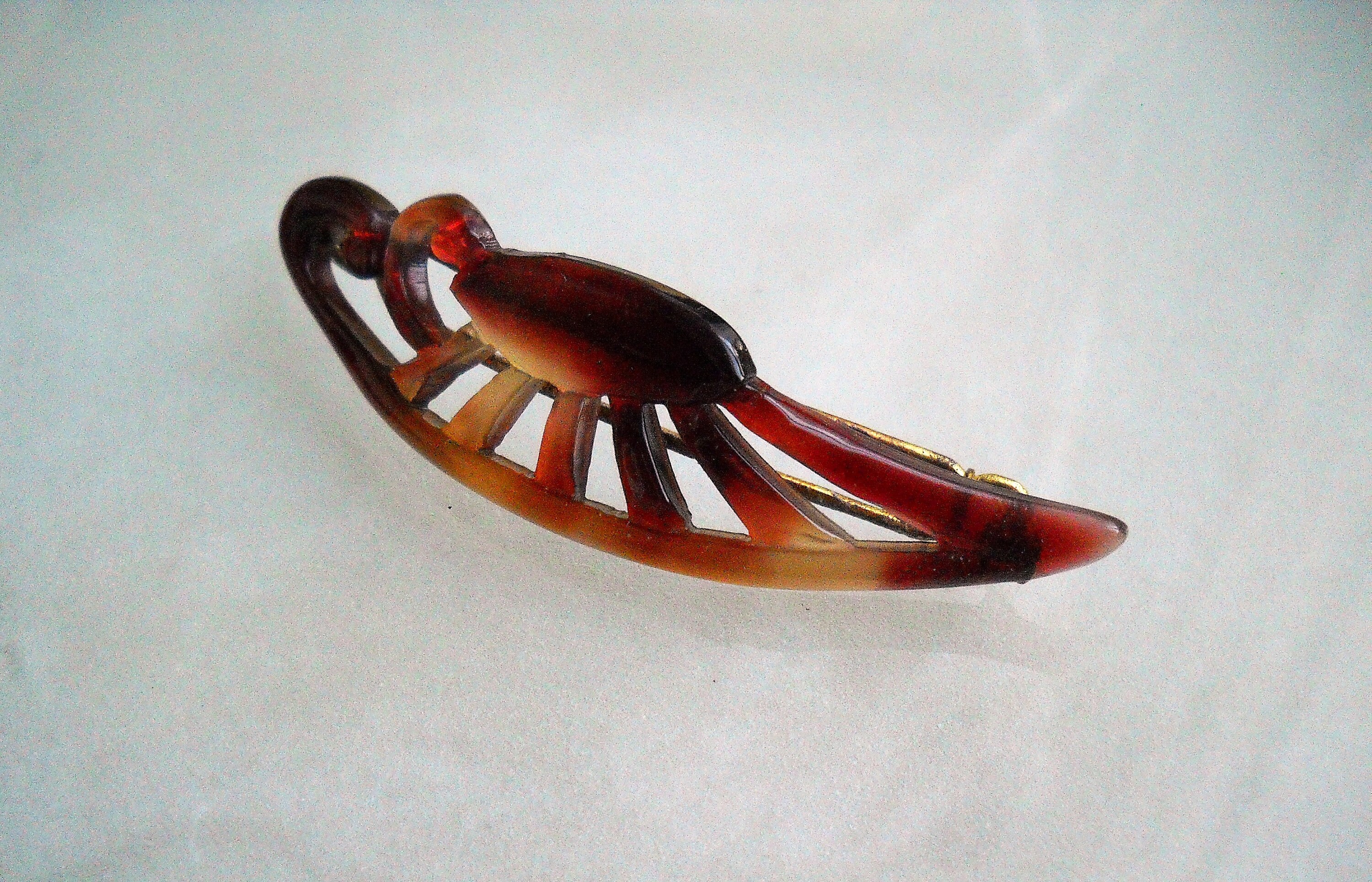 Vintage art nouveau barrette tortoise shell Bakelite antique brass France Tortoise Hair In Vintage Hair Accessories for sale | eBay main image 2