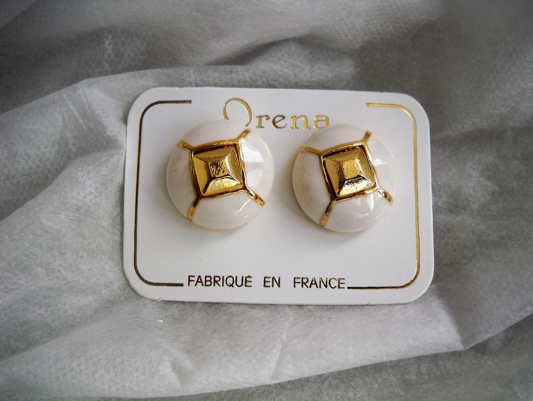 Boucles D'oreilles Vintage Années 1970 - Argent Ou Métal - Occasion - Modèle Orena