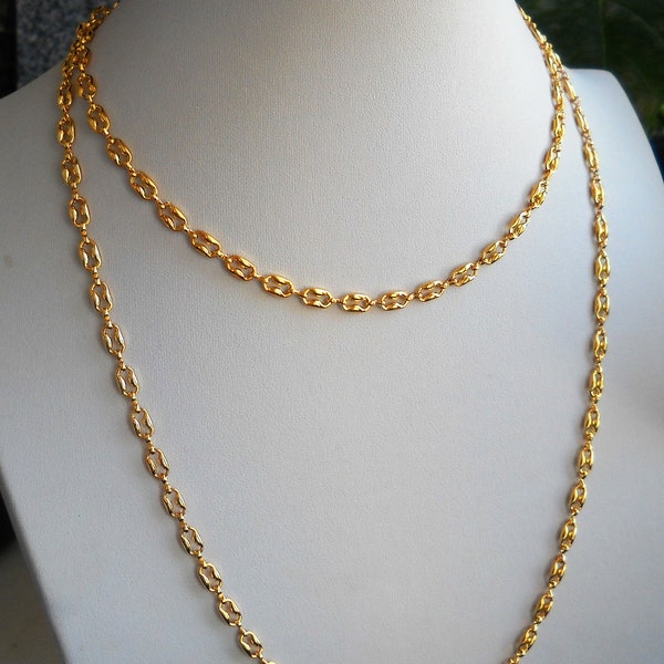 80s Choker Link Chain; Brass chain, 14 k gold plated chain: delivered with 35-40-45-50-100cm lengths; Made in W. Germany
