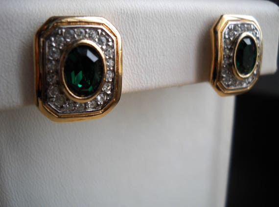 80s Austrian Clip on Earrings; Rectangular Shape;… - image 7