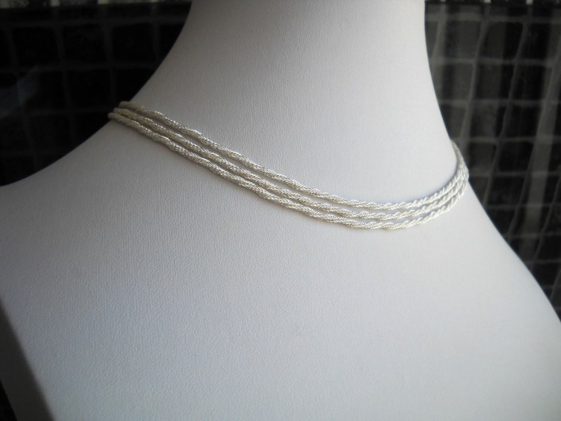 Early 80's German Chain Necklace. An unsoldered Silver Plated Brass Cable Chain Double cable - Round. Length 110cm/ 43in or see variations. image 8