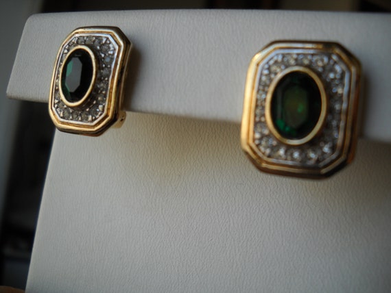 80s Austrian Clip on Earrings; Rectangular Shape;… - image 8