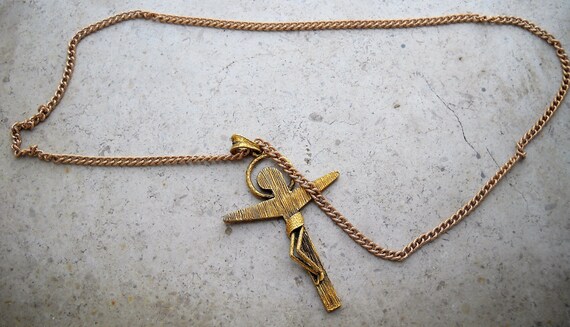 1960s Jesus Necklace Italian Sculpture Gold or Si… - image 4