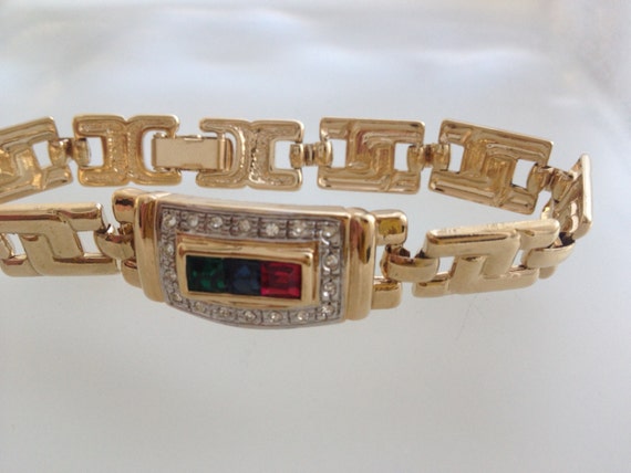 Bracelet 80's (Austrian); chain gold plated (gilt… - image 2