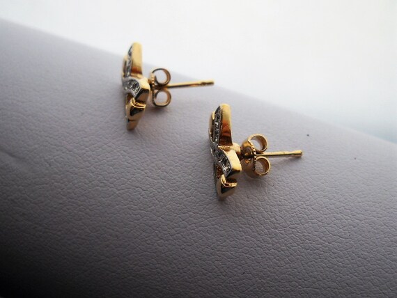 80s Austrian  Stud Earrings Gold tone with Rhines… - image 4
