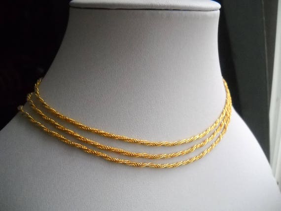 Early 80's German Chain Necklace. An unsoldered Gold Plated Brass Cable Chain Double cabe - Round . Length 110cm/ 43in or see variations.