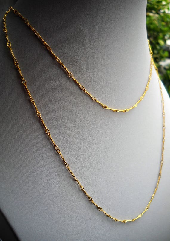 Early 70's Long Chain Necklace. A Gold Plated Bra… - image 5