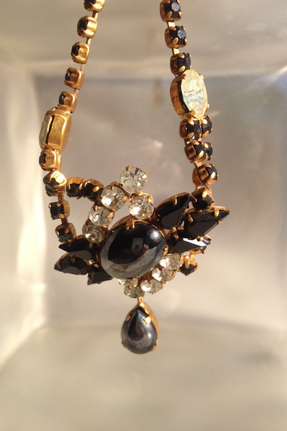 Collier Ras-le-cou (choker) Ancien Style Art Déco Deux Tons - En Bronze Ou Laiton Doré - Occasion