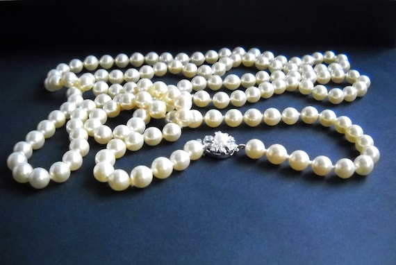 Collier Perles De Majorque Avec Fermoir En Argent - Bijou Occasion En Bon état