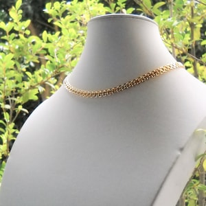 Choker, early 80s Bismark chain diamond cut; very original linker, 14 kt gold plated brass chain: delivered with 40 length
