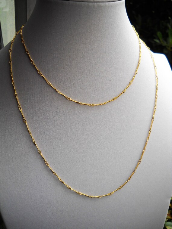 Early 70's Long Chain Necklace. A Gold Plated Bra… - image 4