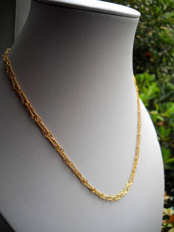 Early 70's Long Chain Necklace. A Gold Plated Bra… - image 8
