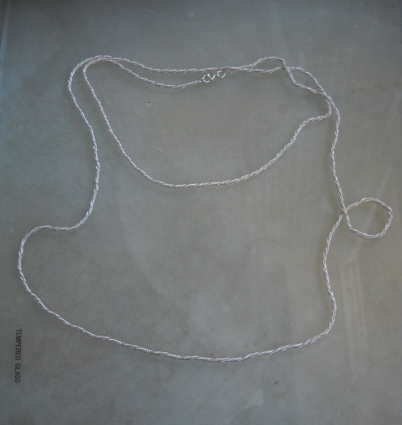 Early 80's German Chain Necklace. An unsoldered Silver Plated Brass Cable Chain Double cable - Round. Length 110cm/ 43in or see variations. image 11