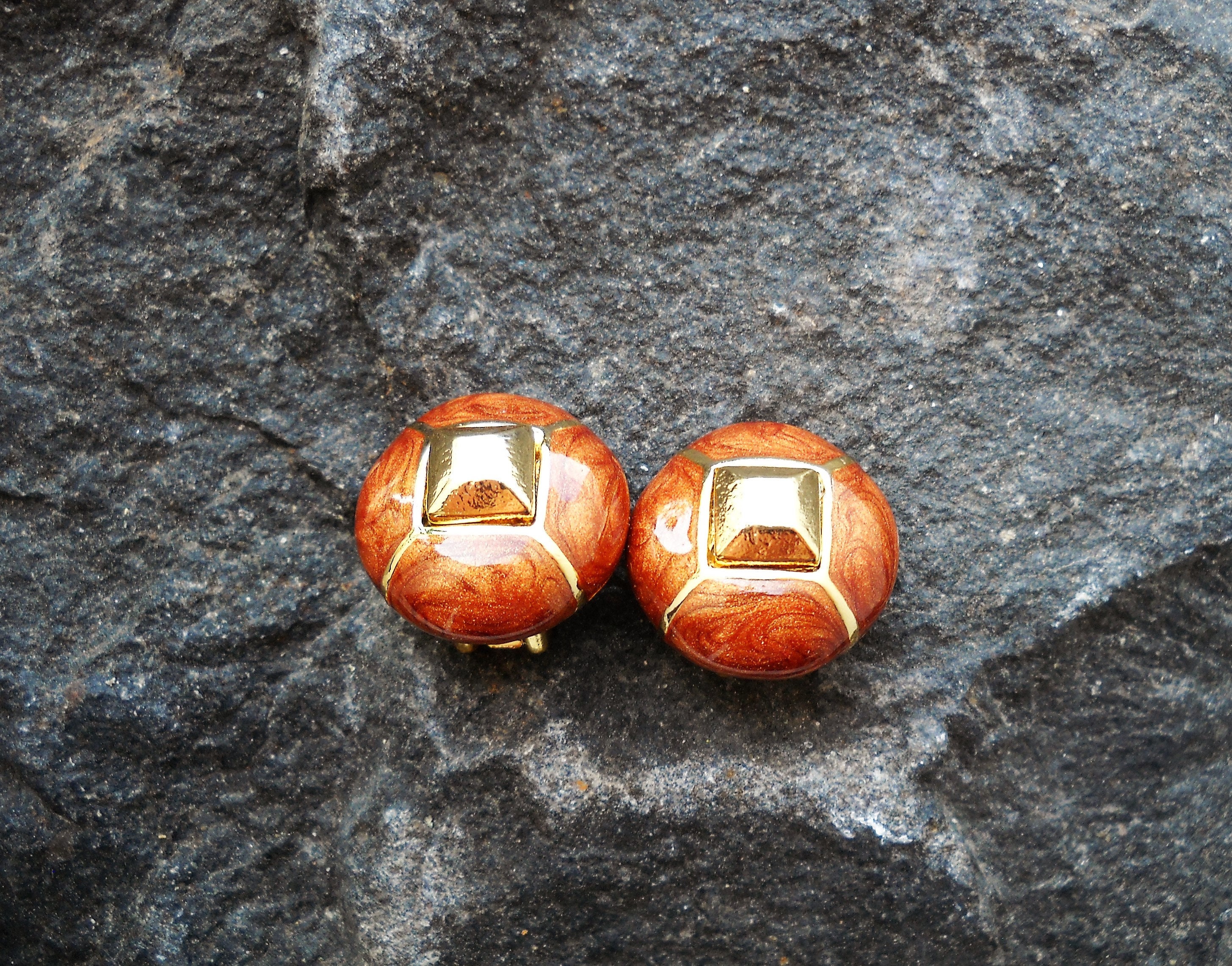 Paire De Clips Vintage Orena - Perles Et Doré, Occasion