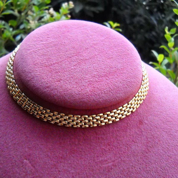 80's Vintage Gold tone Choker Brass Chain, in brass gold plated.