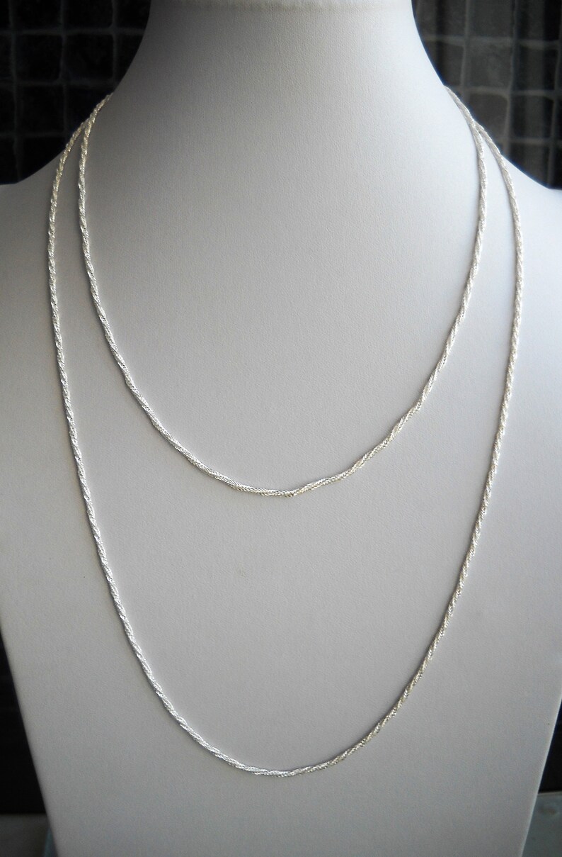 Early 80's German Chain Necklace. An unsoldered Silver Plated Brass Cable Chain Double cable - Round. Length 110cm/ 43in or see variations. image 3