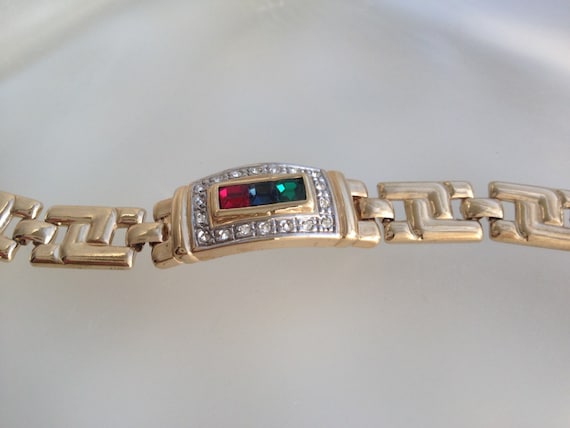 Bracelet 80's (Austrian); chain gold plated (gilt… - image 1