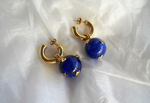 Early 90s Italian hoop earrings "Fraboso". Stud h… - image 3