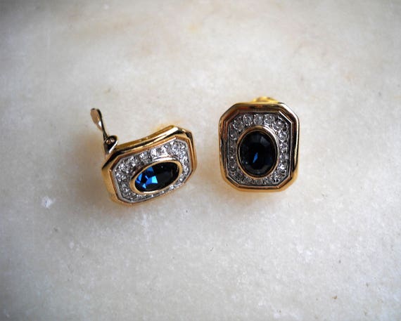 80s Austrian Clip on Earrings; Rectangular Shape;… - image 3