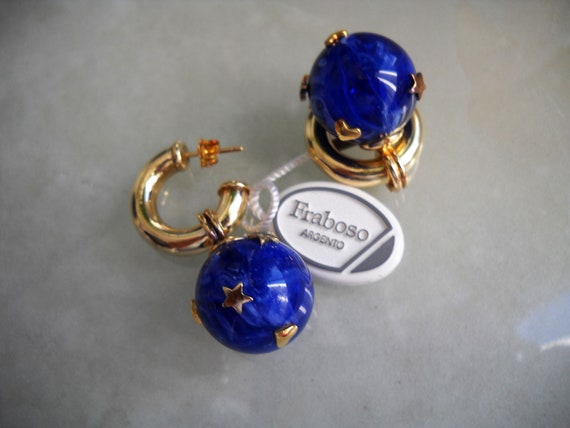 Early 90s Italian hoop earrings "Fraboso". Stud h… - image 1