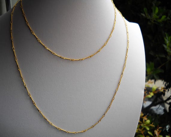 Early 70's Long Chain Necklace. A Gold Plated Bra… - image 1