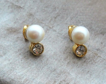 Late 80's Italian Teardrop Pearl Earrings Gold Plated | Etsy