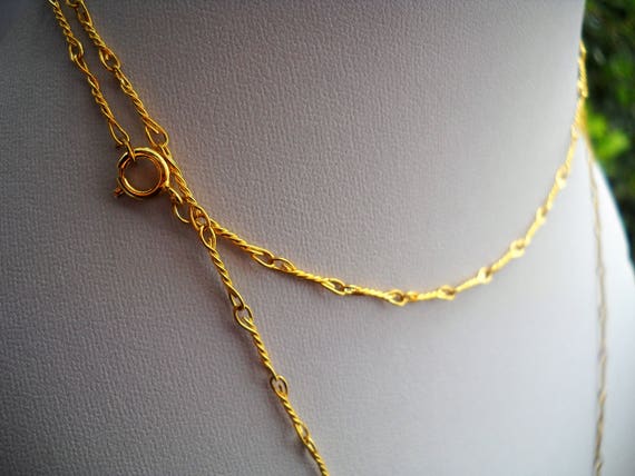 Early 70's Long Chain Necklace. A Gold Plated Bra… - image 6