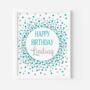 Signe de joyeux anniversaire personnalisé Décorations d&#39;anniversaire argentées sarcelles Joyeux anniversaire imprimable Signe de table d&#39;anniversaire