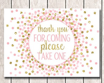 Thank You For Coming Please Take One Sign Party Decor Thank You Sign Birthday Sign Girl Birthday Pink Baby Shower Decorations 5x7 8x10