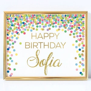Letrero de feliz cumpleaños con arcoíris para imprimir Decoraciones de cumpleaños coloridas Póster de feliz cumpleaños multicolor Impresión de feliz cumpleaños personalizada