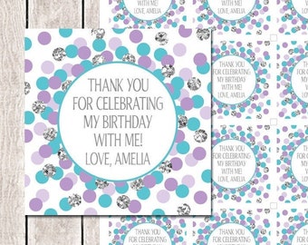 Thank You for Celebrating My Birthday With Me Tags Purple Teal - Etsy