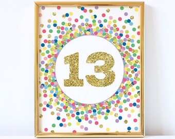 Gold-Glitzer Zahl 13 Für Geburtstagsdeko – 12 Doppelseitige Glitzerzahlen Zum Aufhängen Und Dekorieren