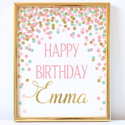 Happy Birthday Sign Printable Birthday Party Sign Rose Gold - Etsy