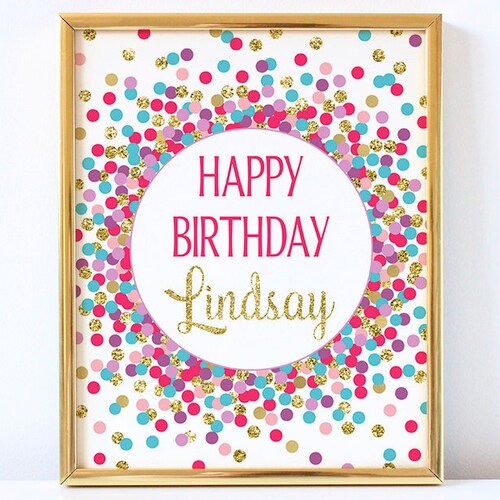 Happy Birthday Sign Printable Birthday Party Sign Gold | Etsy