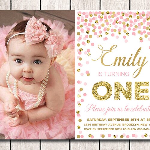 Princess Invitation Pink and Gold First Birthday Invitation | Etsy