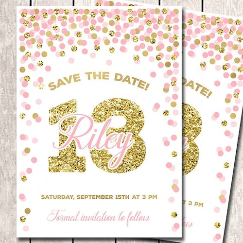 Save the Date Cards Editable Birthday Party Announcement Cards - Etsy