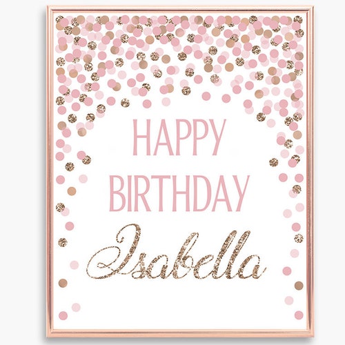 Happy Birthday Sign Printable Birthday Party Sign Rose Gold - Etsy