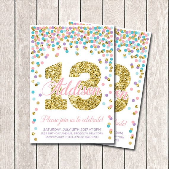 13. Geburtstag Einladung Mädchen Geburtstagseinladung Etsy