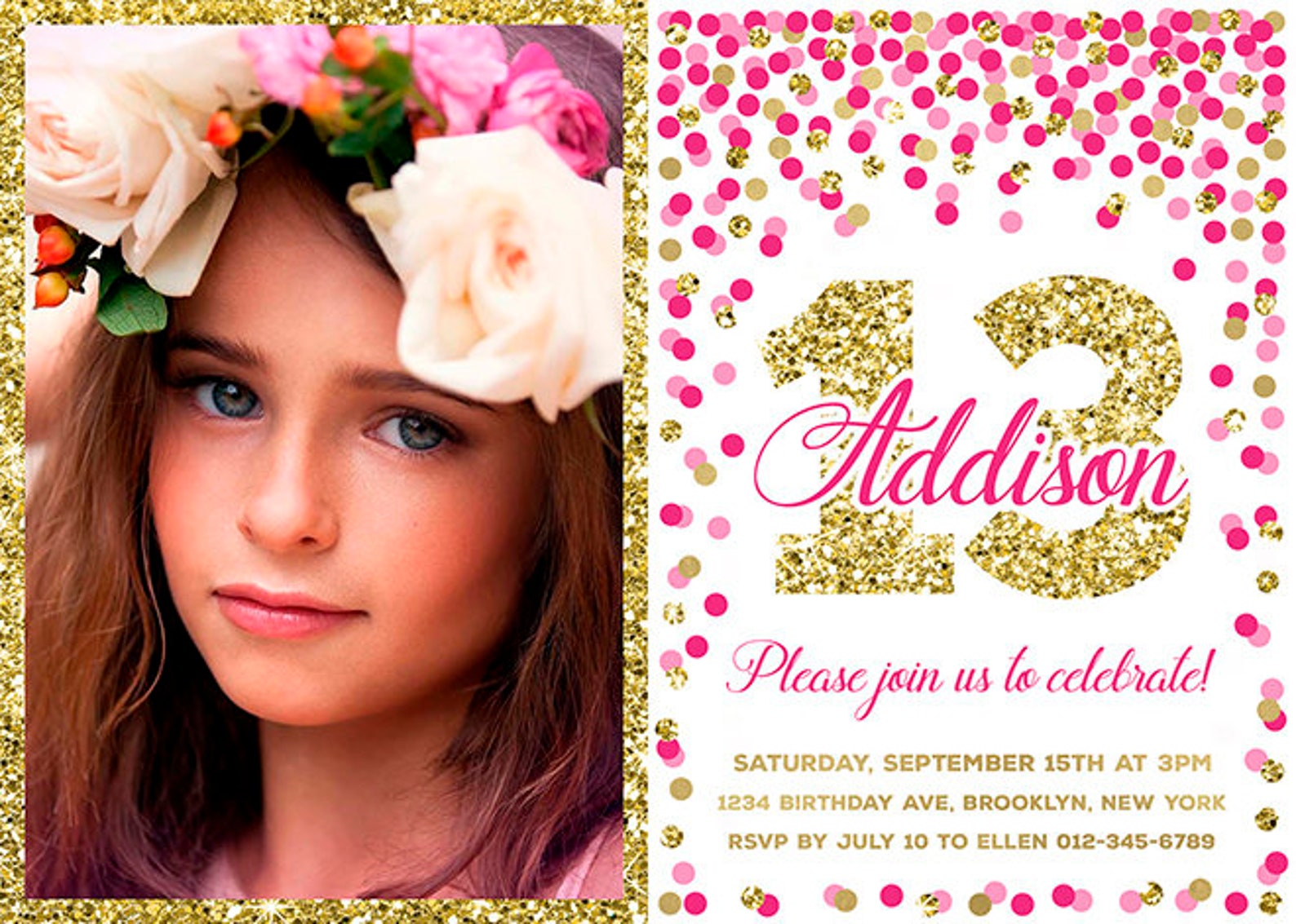 Girl Birthday Invitation Personalized 10th Birthday Invitation Etsy
