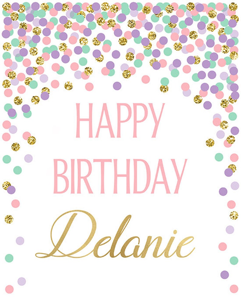 Happy Birthday Sign Printable Personalized Birthday Girl - Etsy