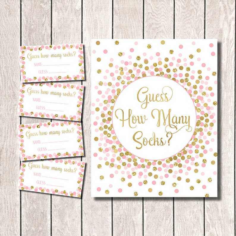Guess How Many Socks Sign Printable Baby Shower Game Pink and - Etsy